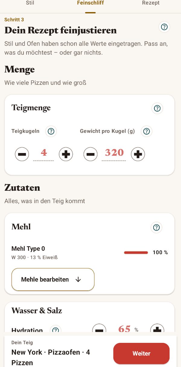 Teigmenge, Mehl und Hydration im Feinschliff