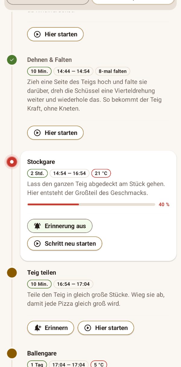 Zeitplan mit Live-Fortschritt und Erinnerungen