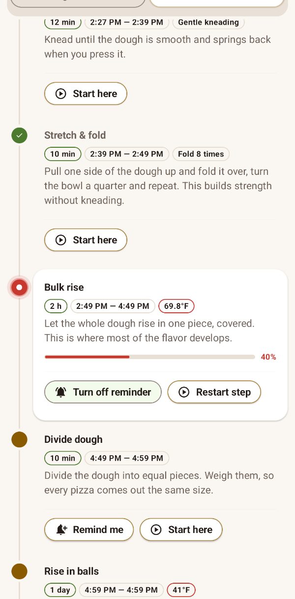 Schedule with live progress and reminders