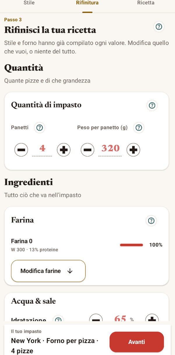 Quantità di impasto, farina e idratazione nella regolazione fine
