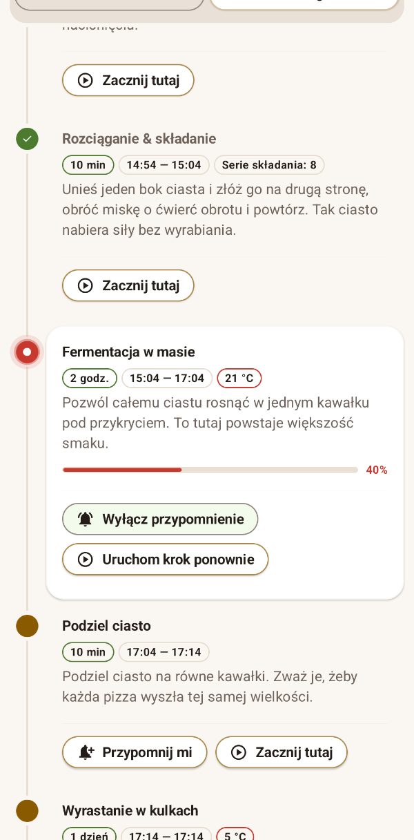 Harmonogram z postępem na żywo i przypomnieniami
