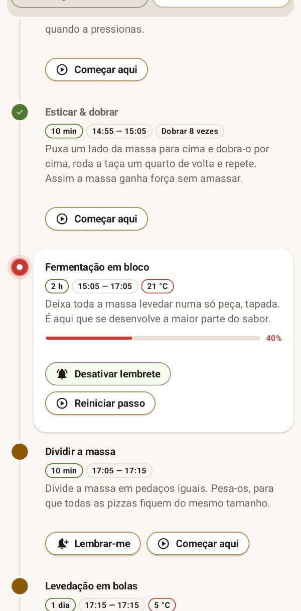 Plano com progresso em tempo real e lembretes